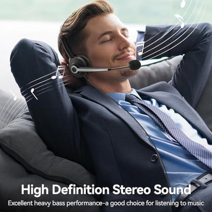 Wantek USB-A/USB C/3.5mm Jack 3-in-1 PC Headset, Wired & Noise with Noise-Cancelling Microphone for Laptop - Type-C Computer Headphones with Mic in-line Control for Home