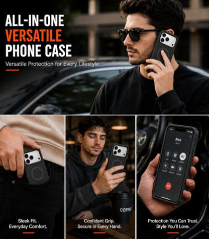 LOOXER® Heavy Duty Rugged Magnetic Case for iPhone 17 Pro (6.3”) | Military Grade Shockproof Protection,MagSafe Compatible+ Tempered Glass Included (Black, 17 Pro) - color: Black, size: 17 Pro