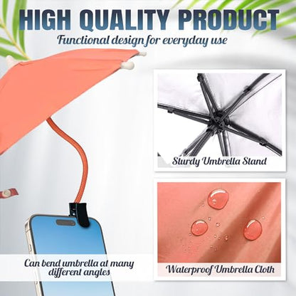 Phone Umbrella for Sun, Clip-On Phone Sun Shade, Universal Fit - color: Pink