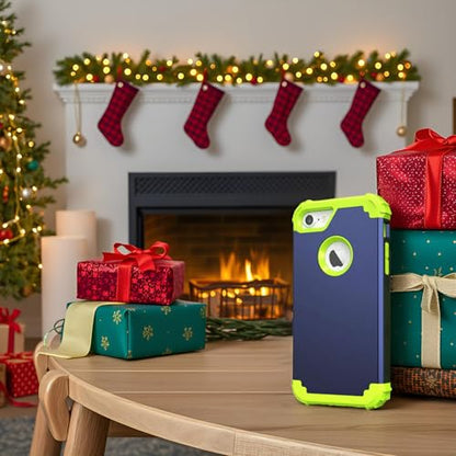 IDweel for iPhone 8 Case,for iPhone 7 Case with Screen Protector, 3 in 1 Shockproof Hybrid Heavy Duty Hard PC Cover Soft Silicone Sturdy Bumper Full Body Sturdy Case,Navy Blue/Grass Green - color: Navy Blue/Grass Green