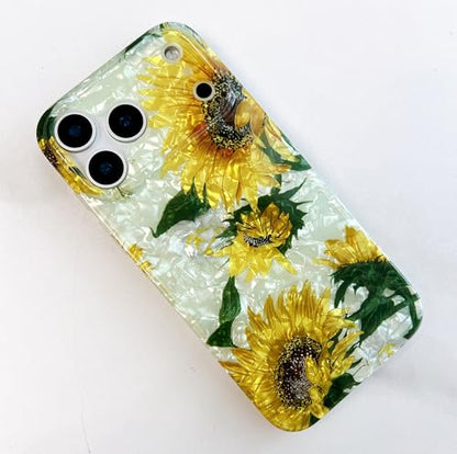 Qokey for iPhone 17 Pro Max 6.9" Cover Flower, Slim Fit Thin Sparkle Bling Soft Bumper Lightweight Soft Anti-Scratch Phone Semi-Transparent Case Fits with Dark&Light Phones, Clear Yellow Sunflower - color: Yellow Sunflower