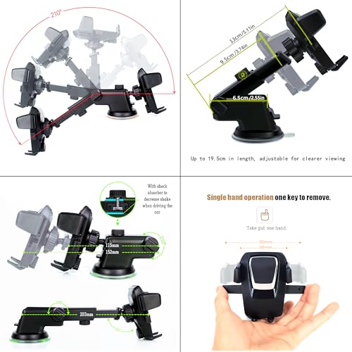 Windshield Suction Car Phone Mount | Rotatable Adjustable Dashboard Phone Holder | Universal Phone Mount for Car Dashboard and Wind Shield | Durable Cell Phone Automobile Cradles Auto Accessories - style: F