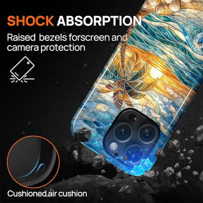 Case for iPhone 15 Pro, Dual Layer Phone Cover, Stained Glass Beach Palm - color: Stained Glass Beach Palm, size: Iphone 15 Pro