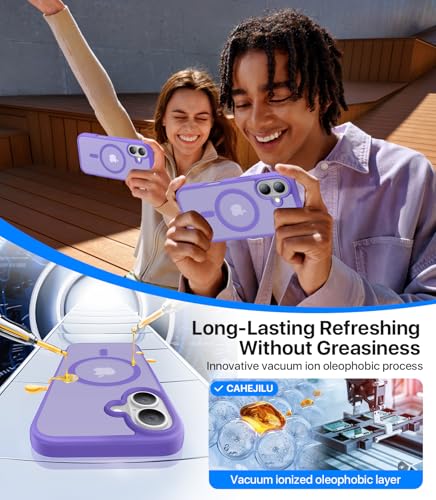 CAHEJILU Magnetic for iPhone 16 Case,[Compatible with MagSafe][Military Grade Drop Protection] Anti-Fingerprint Translucent Matte Shockproof Protective Case for iPhone 16 Phone Case 6.1",Light Purple - color: Light Purple