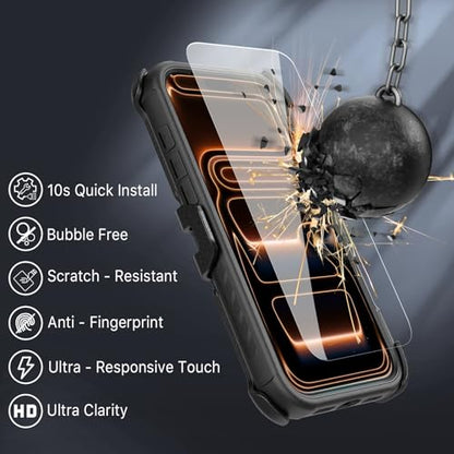 M MYBAT PRO for iPhone 17 Pro Case with Belt Clip Holster,[Compatible with Magsafe] w/Screen Protector,Anti-Drop,Shockproof,w 360°Rotating Kickstand,Heavy Duty Protection (Black) - color: Black