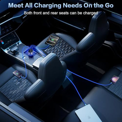 Multi Pack USB C Car Charger,90W Super Fast Charging Cigarette Lighter Adapter Bulk, 4-in-1 Dual USB-C & USB-A Car Phone Power Plug Adapter for iPhone 17/16/15/Pro Max, iPad, Samsung Galaxy S25 - color: Gray, size: 5-Pack