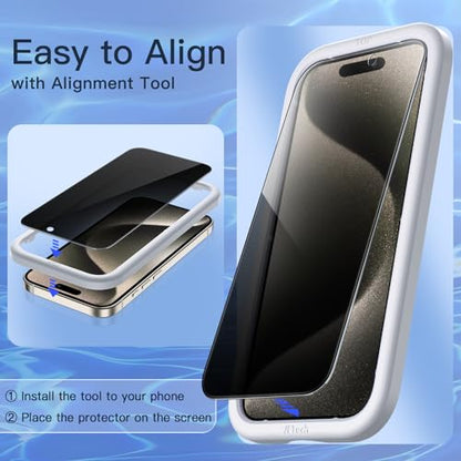 JETech Privacy Screen Protector for iPhone 15 Pro Max, 2-Pack - size: iPhone 15 Pro Max