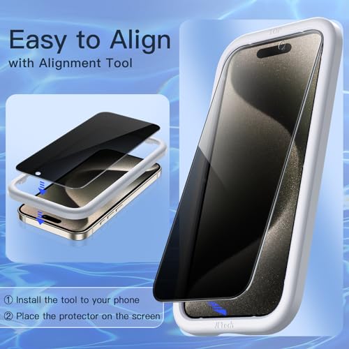 JETech Privacy Screen Protector for iPhone 15 Pro Max, 2-Pack - size: iPhone 15 Pro Max