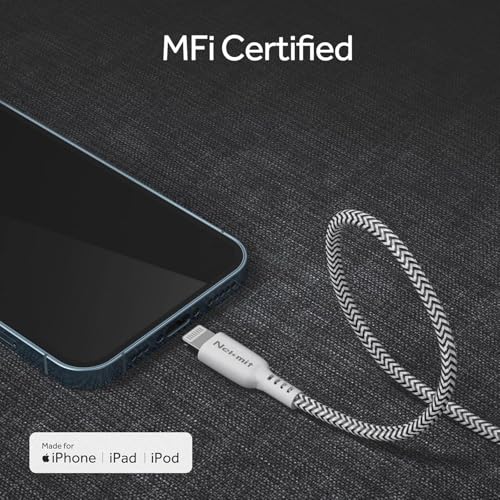 Nekmit USB C Charger, 52W 4-Port Thin Flat Fast Wall Charger with 6.6FT USB-C to Lightning Cable, Two 20W Power Delivery and 2 USB Port for iPhone 13/13 Pro/13 Pro Max, iPad Pro, AirPods Pro - color: White(with cable)