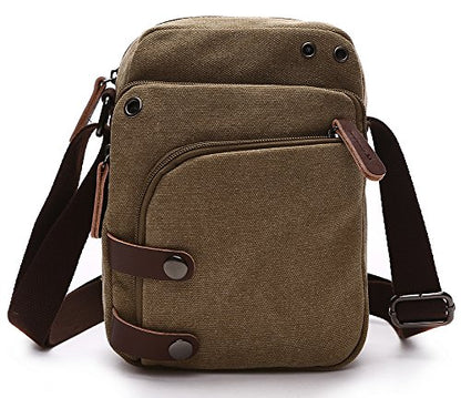 Mini Crossbody Bags for Women and Men - Small Purses and Handbags - Travel Bag - Canvas Shoulder Purse - color: Khaki