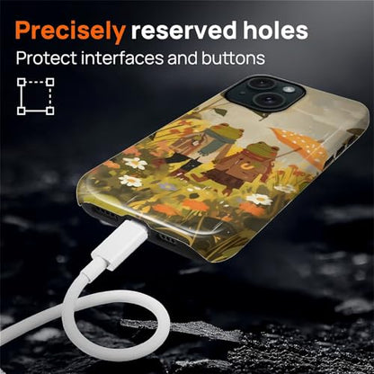 Magnetic for iPhone 15 Case,[Compatible with Magsafe] Dual Layer Protective Heavy Duty Shockproof Rugged Drop Protection Bumper Hybrid Case - Rain Frog and Toad - color: Rain Frog and Toad, size: iPhone 15