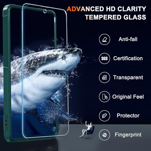 for Moto G 5G 2025 Case, Full Body Heavy Duty Rugged Shockproof Protective Phone Cover with Lanyard Strap, Tempered Glass Screen Protector, Dark Green | with Tempered Glass Screen Protector+Lanyard Strap,Rugged Shockproof Protective Phone Case - color: Da