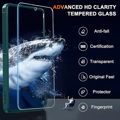 for Moto G 5G 2025 Case, Full Body Heavy Duty Rugged Shockproof Protective Phone Cover with Lanyard Strap, Tempered Glass Screen Protector, Dark Green | with Tempered Glass Screen Protector+Lanyard Strap,Rugged Shockproof Protective Phone Case - color: Da