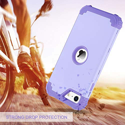 BENTOBEN for iPhone SE 2022 Case and iPhone SE 2020 Case, Heavy Duty 3 in 1 Full Body Rugged Shockproof Hybrid Hard PC Soft Rubber Case for iPhone SE 3rd/2nd Gen, Light Purple/Lavender - color: A Light Purple/Lavender