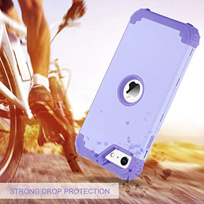 BENTOBEN for iPhone SE 2022 Case and iPhone SE 2020 Case, Heavy Duty 3 in 1 Full Body Rugged Shockproof Hybrid Hard PC Soft Rubber Case for iPhone SE 3rd/2nd Gen, Light Purple/Lavender - color: A Light Purple/Lavender