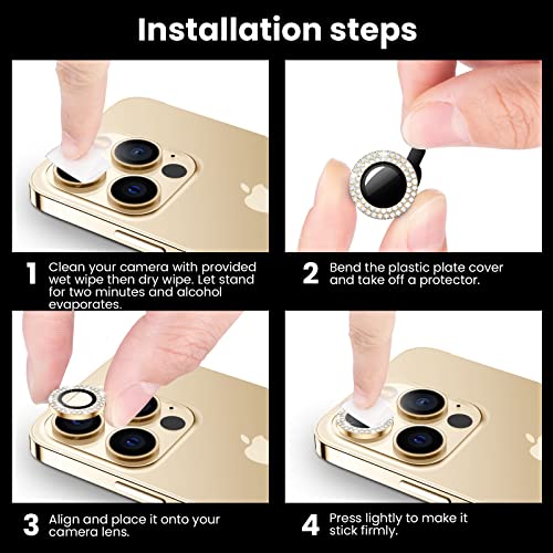 Tensea Diamond Camera Lens Protector for iPhone 13 Pro - iPhone 13 Pro Max - color: Gold Diamond