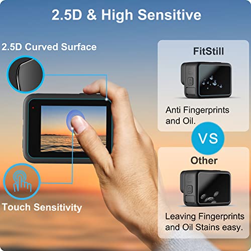 FiTSTILL Screen Protector[9 PCS] for Go Pro Hero 12/11/10/9 Black,Ultra Clear Tempered Glass Back Screen Protector + Tempered Glass Lens Protector + Front Screen Protector - 3 Packs + Lens Cover - size: For Go Pro hero 12/11/10/9 black