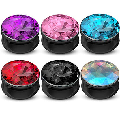 Frienda 6 Pcs Plastic Disco Crystal Adhesive Phone Grip, Vibrant Colors - color: Vibrant Colors