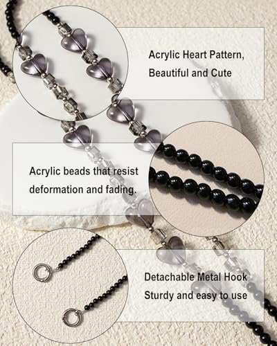 Phone Chain Crossbody Pearl Strap,Pearl Beaded Chain Shoulder Crossbody Lanyard with Phone Tether Patches Compatible with Most Phones Bag Purse - color: L