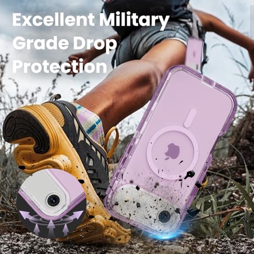 Follaroma Magnetic for iPhone 17 Air Case, Heavy Duty Phone Cases, Purple | Compatible with MagSafe, Heavy Duty Shock proof Protection, Military-Grade Anti-Drop, Dual Layer Transparent Protective Cover - color: Purple, size: iPhone 17 Air 6.5''