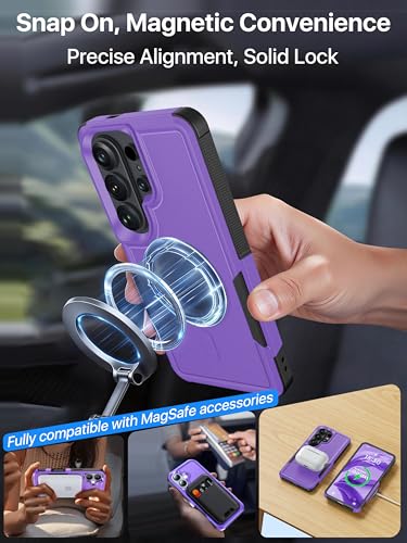 for Samsung Galaxy S26 Ultra Case Dual-Layer Shockproof Purple | Fit for Magsafe, Rugged Heavy Duty Military-Grade Protection, Matte Finish Scratch Resistant Anti-Fingerprint, S 26 Ultra - color: Purple
