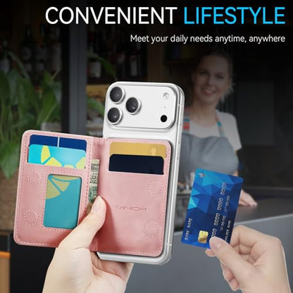 Vinich for MagSafe Wallet Magnetic RFID Blocking Card Holder, Rose Pink - color: Rose Pink