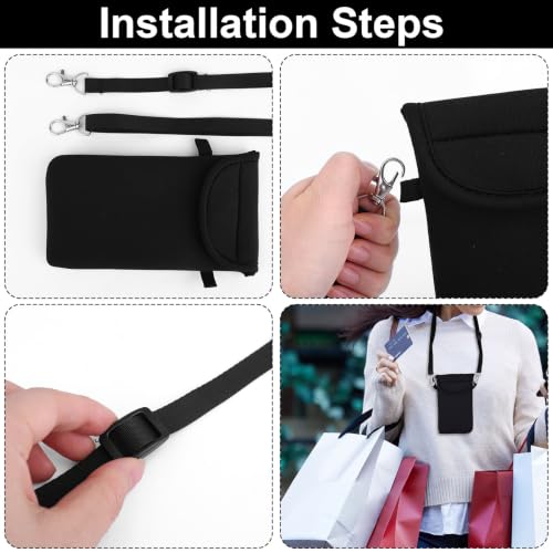 XIHIRCD Universal Cell Phone Pouch with Neck Strap, Black | Waterproof Neoprene Phone Safe Sleeve with Lanyard Holder Around-Neck Carrying Case for Men Women Travel Work Outdoor Activities Accessories