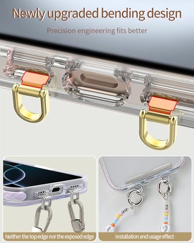 Phone Tether Tab, Bending Design 0.2mm Ultra-thin Stainless Steel Cellphone Lanyard Metal Patch Tether Tab - color: H
