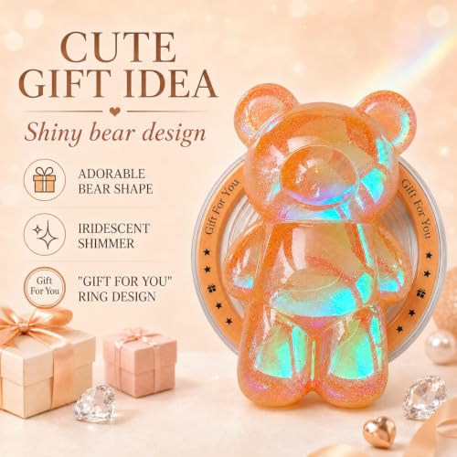 Magnetic 3D Bear Phone Grip Stand, MagSafe Compatible — Amber Peach - color: Amber Peach