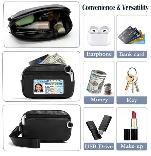 Phone Lanyard with Wallet, Adjustable Crossbody Phone Strap with Detachable RFID Wristlet, Phone Neck Lanyard & Wrist Strap, Hands Free Cell Phone Lanyard for Travel - color: Black