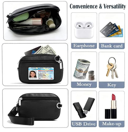 Phone Lanyard with Wallet, Adjustable Crossbody Phone Strap with Detachable RFID Wristlet, Phone Neck Lanyard & Wrist Strap, Hands Free Cell Phone Lanyard for Travel - color: Black