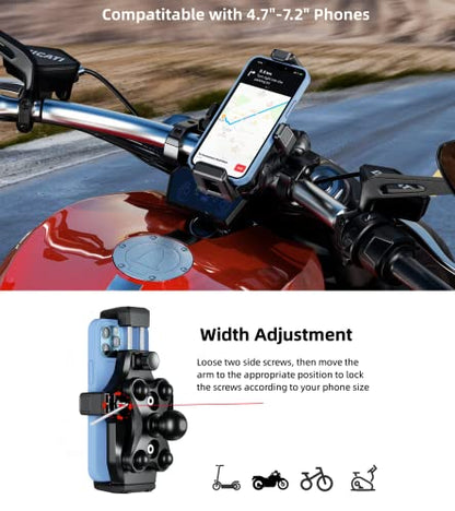 Kewig Motorcycle Phone Mount with Vibration Dampener & Secure Lock