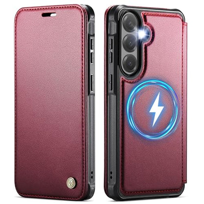 for Galaxy S26 Plus Slim Wallet Case Wireless Charging, WineRed - color: Wine Red, size: Galaxy S26 Plus