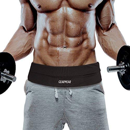 Running Belt | Runner Fanny Pack for Women and Men | Adjustble Waist Band Pack for Storage Phone - color: Black / Waist 30"-45"