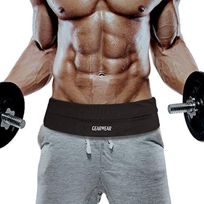 Running Belt | Runner Fanny Pack for Women and Men | Adjustble Waist Band Pack for Storage Phone - color: Black / Waist 30"-45"