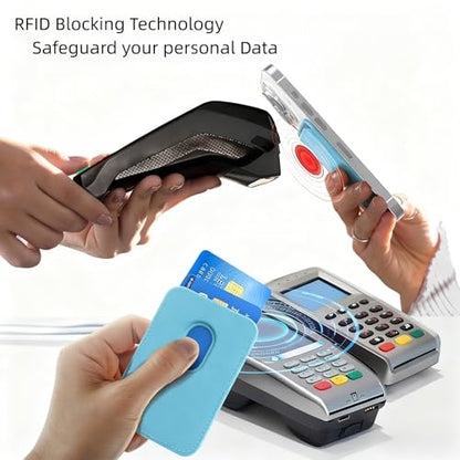 Upgrade Magnetic Wallets for MagSafe Wallet, RFID Blocking, Leather Card Holder Compatible with iPhone 17 16 15 14 13 12 and Pro Promax Series - color: Sky blue Card pack