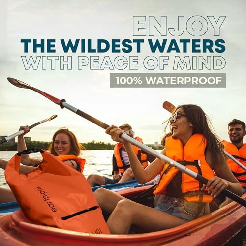 Earth Pak Waterproof Dry Bag with Zippered Pocket - Waterproof Dry Bag Backpack Keeps Gear Dry - color: Orange, size: 30L