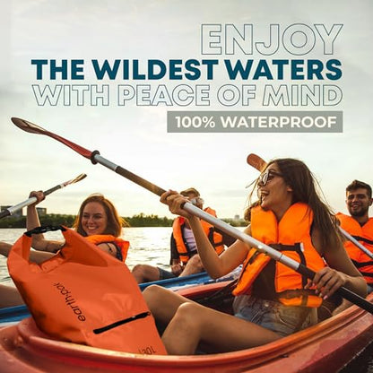 Earth Pak Waterproof Dry Bag with Zippered Pocket - Waterproof Dry Bag Backpack Keeps Gear Dry - color: Orange, size: 30L