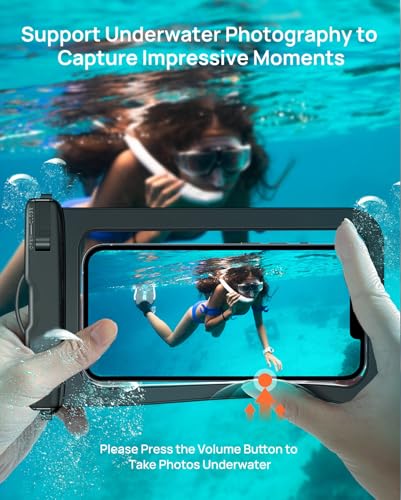 Waterproof Phone Pouch IP68 Floating Waterproof Phone Case, Dry Bag Beach Cruise Essentials with Adjustable Lanyard for iPhone 16 Pro Max / 15 Pro/Galaxy S24 S23 (Black & Clear & Pink) - color: Black & Clear & Pink