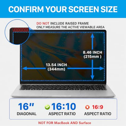 STARY 360° Laptop privacy screen protector 16 inch 16:10 Ratio (1920x1200) - size: 16 inch 16:10