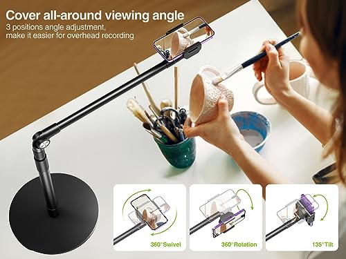 elitehood Overhead Phone Stand, Overhead Tripod for iPhone Desk Recording - style: Desk Stand
