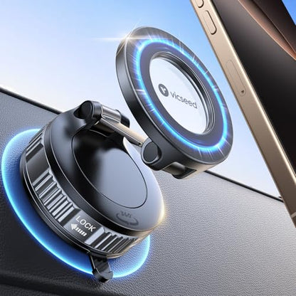 VICSEED Car Phone Holder for Magsafe Car Mount [85 LBS Strongest Suction] - color: Black-Vacuum