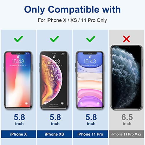 ImpactStrong Shatterproof Tempered Glass Screen Protector for iPhone 11 Pro/iPhone XS/iPhone X [Easy Installation Frame] [Bubble Free] [9H Hardness] [Full Coverage] Case Friendly, 5.8 Inch - (3-Pack) - size: iPhone 11 Pro/X/XS