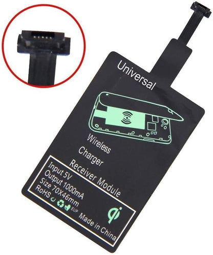 Universal Micro-USB Type A Qi Wireless Charging Receiver Patch Module Chip for Android - Fast Speed & Slim Wireless Charger Receiver - Wireless Charging Adapter Compatible with All Android Smartphones