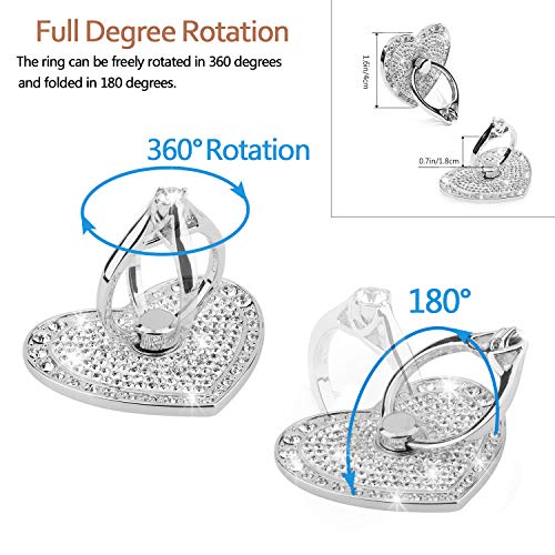 Bling Heart Phone Ring Stand, Crystal Rhinestone Sparkly Finger Grip Holder