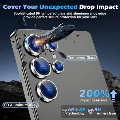 imluckies for Samsung Galaxy S25 Ultra Camera Lens Protector, AR+AF Tempered Glass & 9H Anti-Scratch Metal Individual Lens Cover, HD Clear Camera Protection for S25Ultra, Titanium Silver - color: Silver