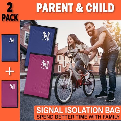 Faraday Bag Anti-Tracking GPS RFID Car Key Signal Blocker Wallet Shielding Pouch Protective Case for Cell Phone Car Key FOB, Data Privacy, Electronic Device Security (2 PACK - BLUE AND PINK) - color: 2 PACK - BLUE AND PINK