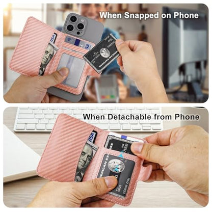 Bocasal for MagSafe Card Wallet for iPhone, Carbon Fiber Rose Gold - color: Carbon Fiber Rose Gold