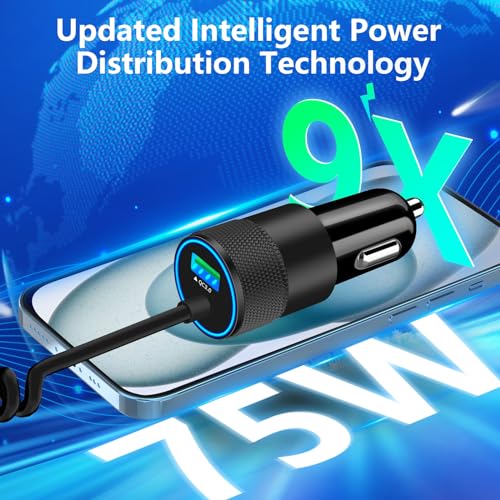 Apple MFi Certified iPhone Duo 18 17 Pro Max Car Charger + 6FT Type C Cable - size: 6.6FT