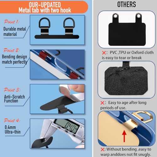 Phone Tether Tab 2pcs,0.2mm Ultra-thin Phone Metal Patch,Universal Phone Lanyard Patch for most phone (I) - color: I